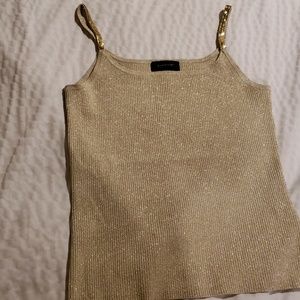 Sparkly silk top with gold color metal detailing M
